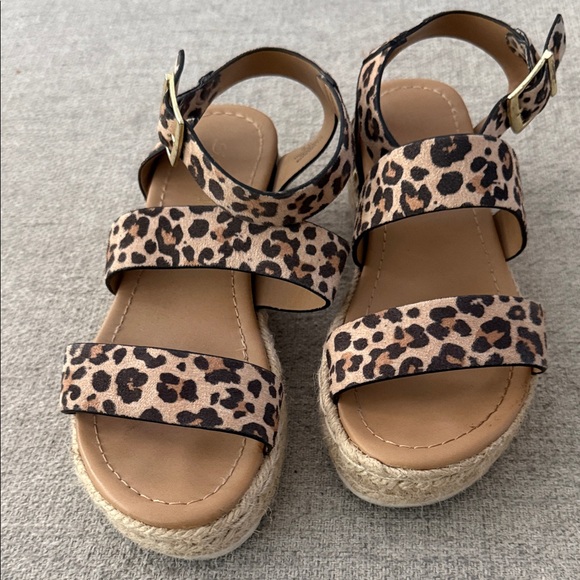 Leopard Print Espadrille Sandals - Picture 1 of 5